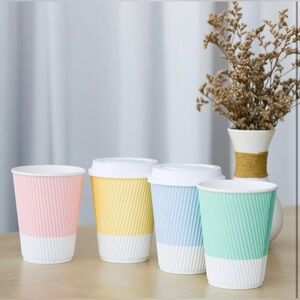 Disposable Coffee Cups With Lids, 12 oz (80 Set). Insulated For Hot & Cold - NWT